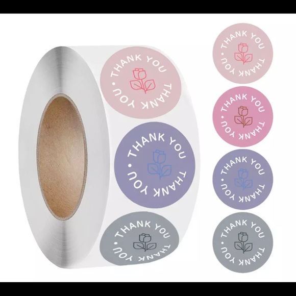 ⭐️3 for $22- 500 ct. 1” Thank you stickers/labels, Pink& Purple  •• NEW Freebie! - Picture 1 of 8